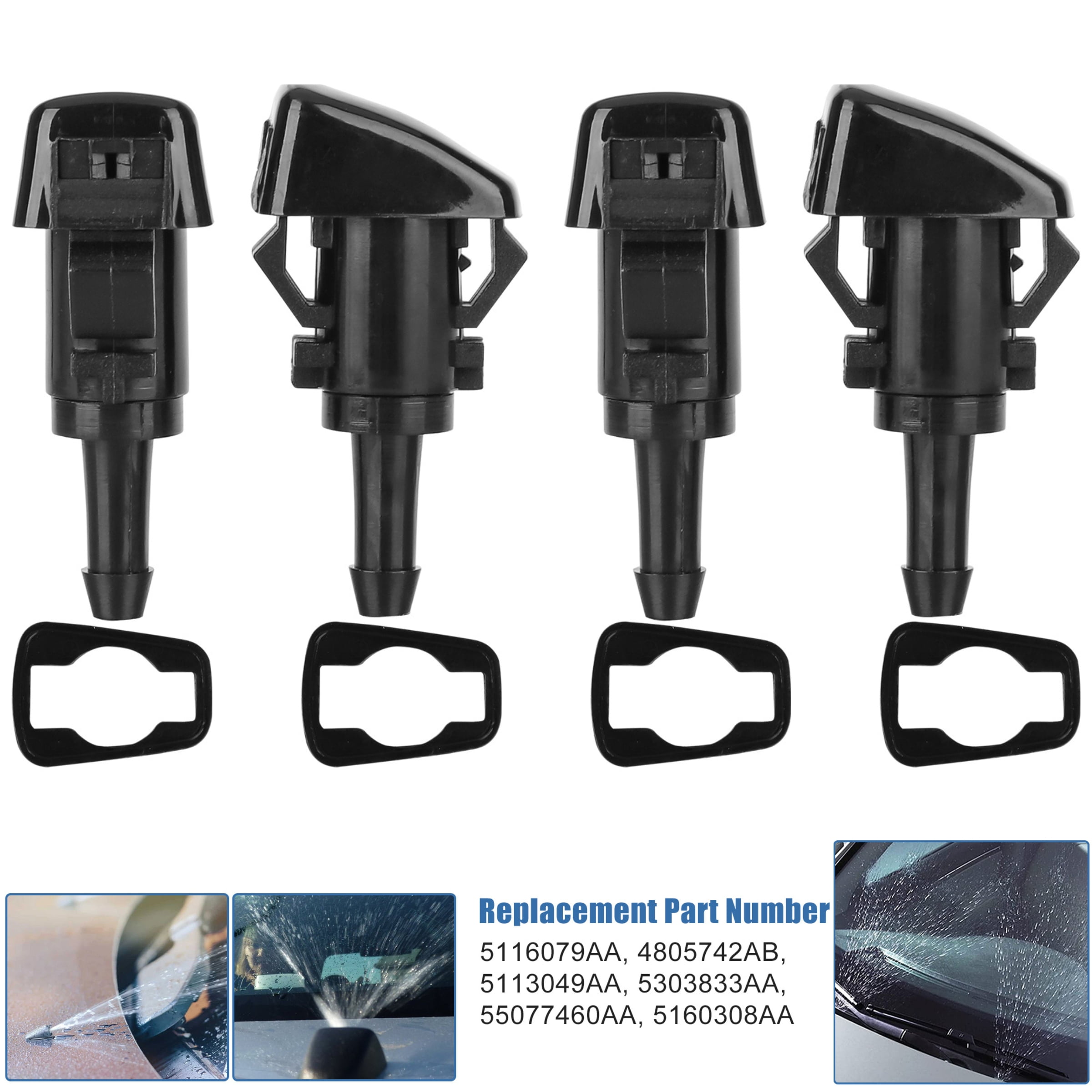 4PCS Windshield Washer Fluid Nozzle Sprayer Jet For Dodge Jeep Chrysler