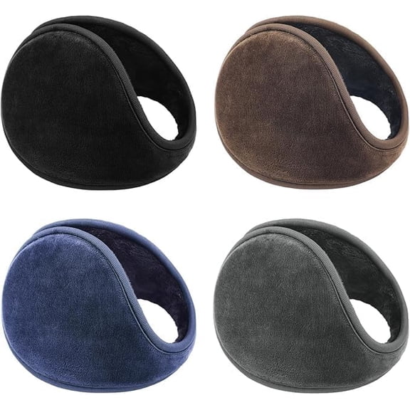 4PCS Winter Ear Muffs for Men Women Fleece Behind Head Ear Warmers for Cold Weather Running Cycling Outdoor Activities