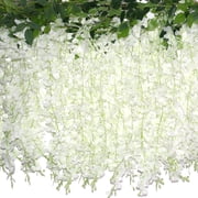 4PCS Wisteria Hanging Flowers Artificial White Garland for Wedding Arch Ceremony Party Garden Home Backdrop Decor