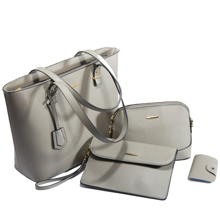 4PCS Women Fashion Handbags Purses Wallet Tote Shoulder Bags Casual  Crossbody Bags, Best Valentine's Mother's Day Gift, Satchel Purse Set  4pcs(Gray)
