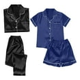 thumbnail image 1 of 4PCS Women Pajamas Set - Short Sleeve Top & Shorts, Casual Lace Suspenders, Plus Size, Home Sleepwear, 1 of 3