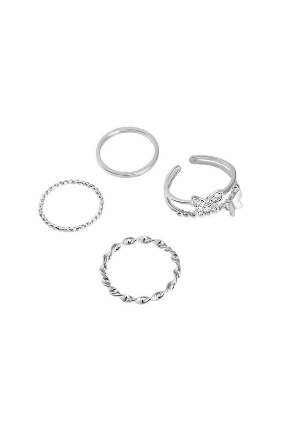 4PCS Womens Butterfly Rings Set Summer Temperament Accessories Sweet U2B8