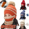 thumbnail image 1 of 4PCS Womens Winter Warm Knit Beanie Hat Touchscreen Gloves Scarf Mask Set with Fleece Lined Skull Caps Neck Scarves, 1 of 5