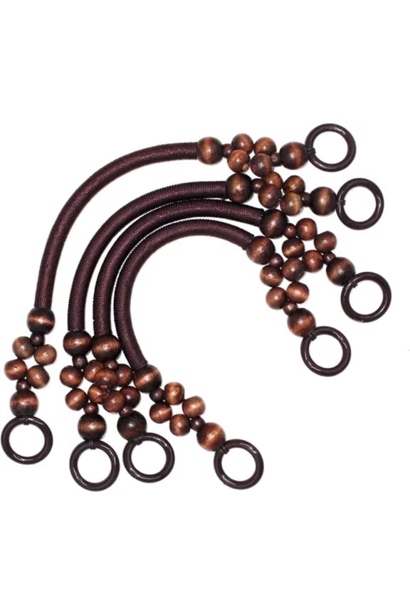 4Pcs Wood Beaded Rope Bag Straps, Diy Purse Replacement Handbag Handles
