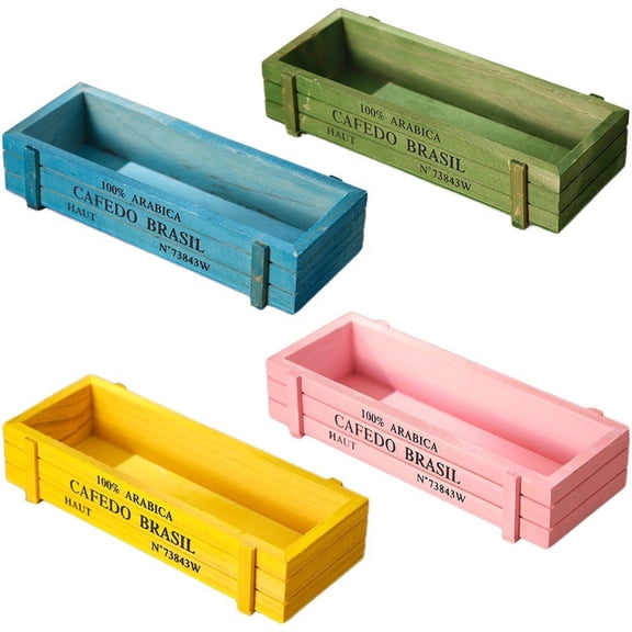 4PCS Wood Planter Box Succulent Planter Decorative Rectangular Garden Planter Plant Container Box Large Outdoor Garden Planters for Indoor and Outdoor
