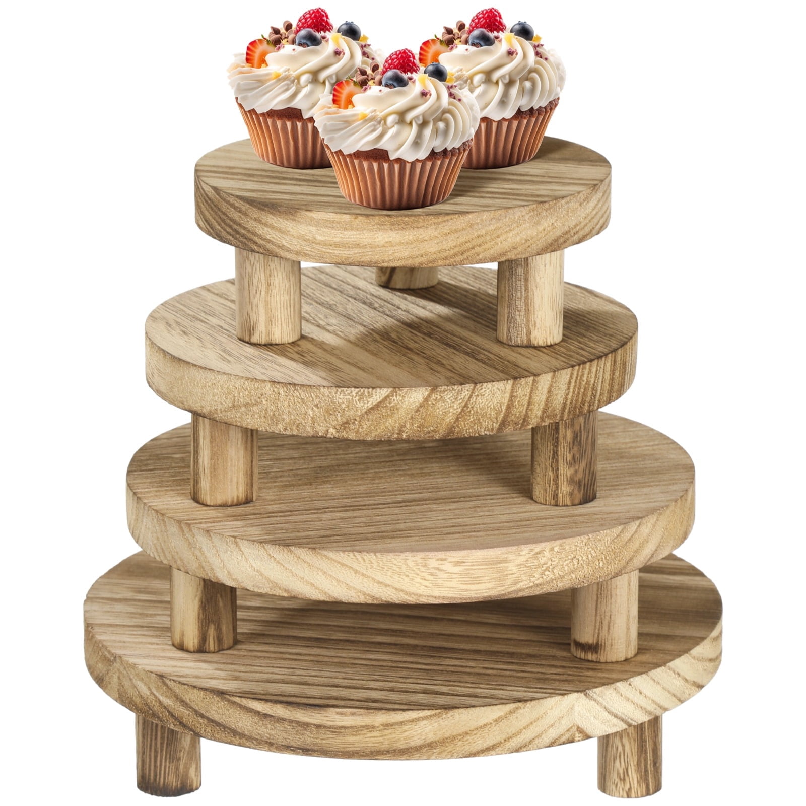 Rustic Wood Display Riser 4PCS Wooden Display Risers, Cupcake Display Riser, Rustic Burnt Wood ...