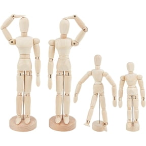 4PCS Wooden Joint Model Wood Figure Artists' Manikin Drawing Figure Model with Flexible Joints Human Sketch Art Drawing Model Artist Model -- 8 & 6 & 5 Inch