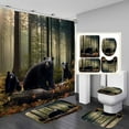 thumbnail image 1 of 4PCS Woodland Animals Shower Curtain Set, Bear Deer Elk Moose Fox Wolf Raccoon Rabbit Wildlife Hunting Cabin Lodge Tree Forest Country Rustic Farmhouse Bathroom Decor, Non-slip Bath Mat, 1 of 4