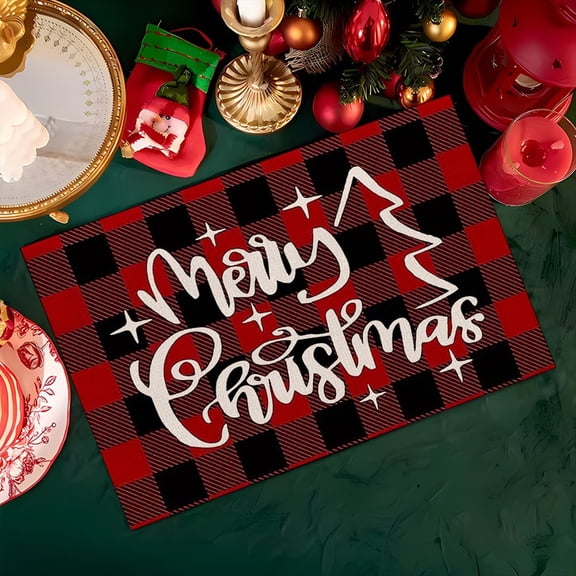 4PCS Xmas Trees Snow Pink Christmas Placemats Winter Table Mats for Kitchen Dining Decoration J,4x Christmas placemat