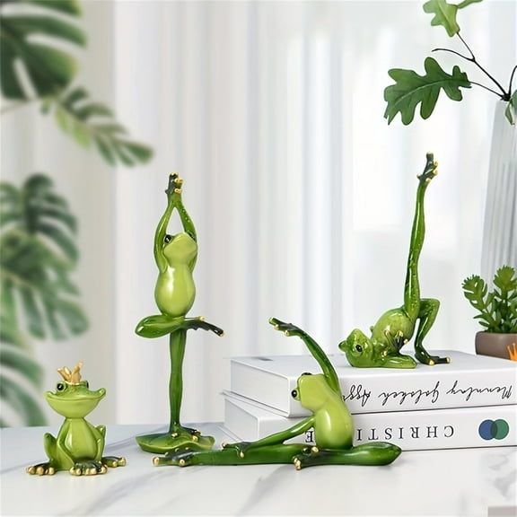 4PCS Yoga Frog Ornament,Decorate Living Room, Balcony, or Desktop Bookcase with Resin Crafted Frog