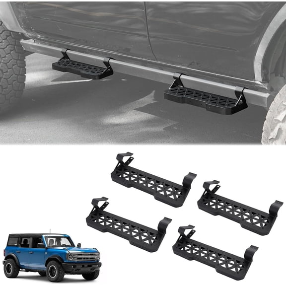 4PCS Z-Steps Add-On Running Boards for Ford Bronco 2021-2025 with Rock Rail Side Steps 4-Doors Accessories(Not Fit Raptor or Sport)