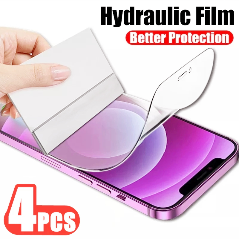4PCS for IPhone 12 11 13 Pro Max Full Cover Hydrogel Film Screen