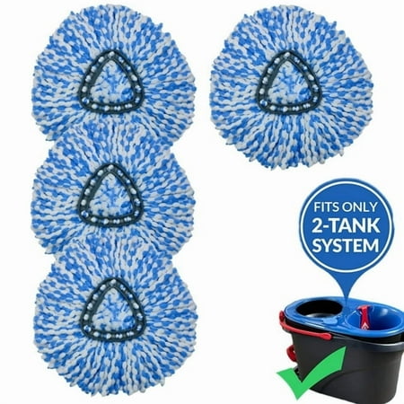 4PCS/set Replacement Mop Head For O-Cedar EasyWring Rinseclean, Spin Mop Microfiber Refill Accessory, 2 Tank System Rotating Mop Refills