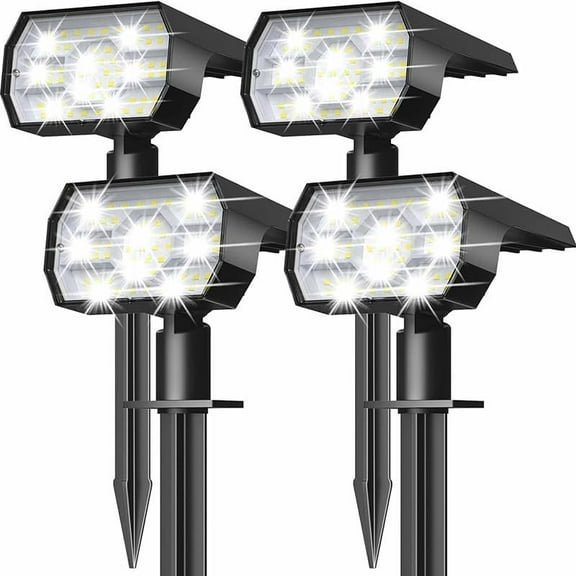 4PCS/set Solar Landscape Spotlight, 3 Lighting Modes, 120 Adjustable, IP68 Waterproof, Auto On/Off, Black
