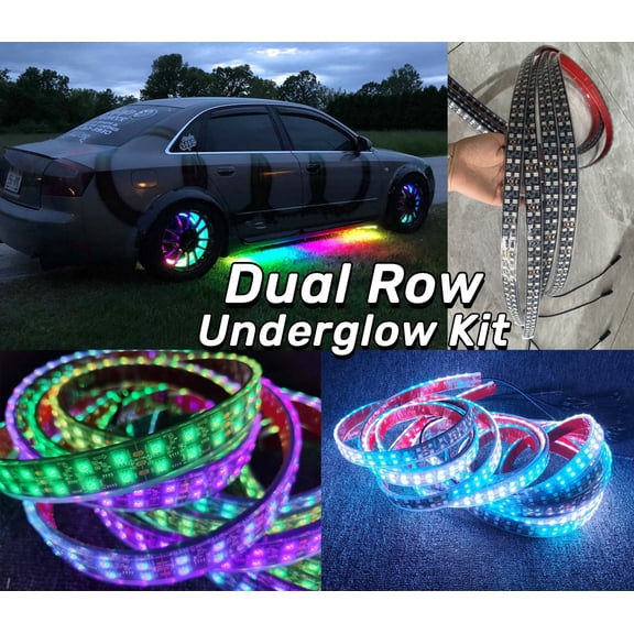 Tzvmnylighting Factory - 4PCS 4FT 48" Double Row Dream Color CHASING LED Strips For Slingshot Underbody Lights Play with Music APP Waterproof