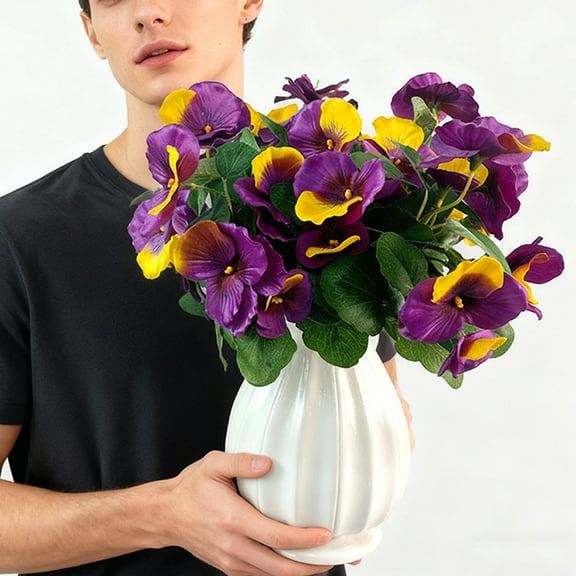 4PCSArtificial Flowers Artificial Pansy Bushes Faux Plastic Flower Fake Plants Indoor Outdoor Home Garden Decoration