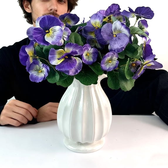 4PCSArtificial Flowers Artificial Pansy Bushes Faux Plastic Flower Fake Plants Indoor Outdoor Home Garden Decoration