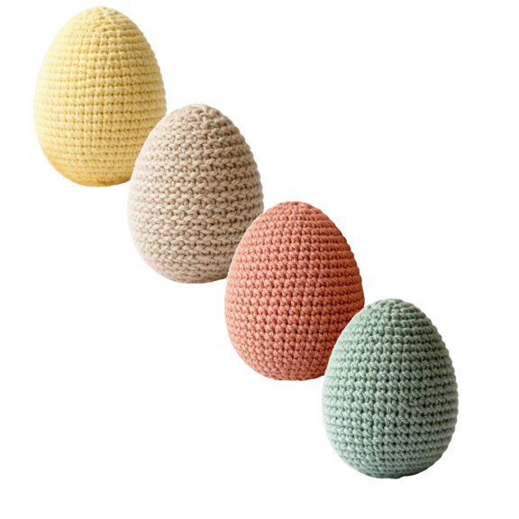 4PCSCute Handmade Knitted Easter Egg Decoration DIY Knitting Pastel Eggs Crochet Mini Table Ornaments Spring Easter Centerpieces Easter Egg Decoration Easter Tiered Tray Decor Spring Home Party Decor