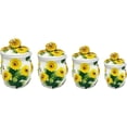 thumbnail image 1 of 4PCs 3D Sunflower Hand Painted Ceramic Canister with Lid, Kitchen Storage Jar, Food Storage Container, Airtight Storage Container With Rubber Seal for Coffee, Tea, Sugar, Flour, 1 of 5