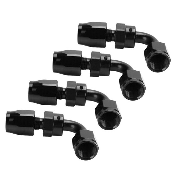 4PCs 6AN AN6 -6AN 90 Degree Fuel Oil Hose End Fitting Swivel Adapter Aluminum