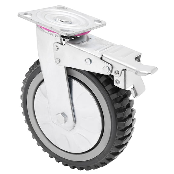 4PCs 8 inch Dustproof Handling Wheels Fixed Brake Heavy Duty Solid Caster Wheels