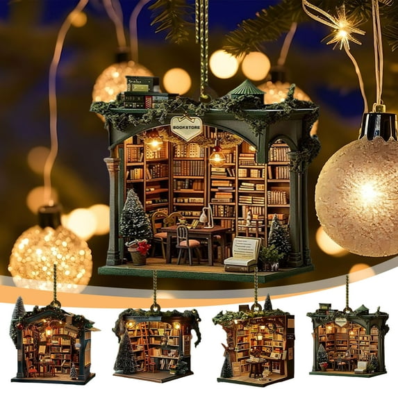4PCs Book Ornaments for Christmas Tree, Book Christmas Tree Ornaments, Book Christmas Tree Ornaments, Book Tree Ornament, Book Lover Christmas Ornaments,Book Library Ornaments for Christmas Tree
