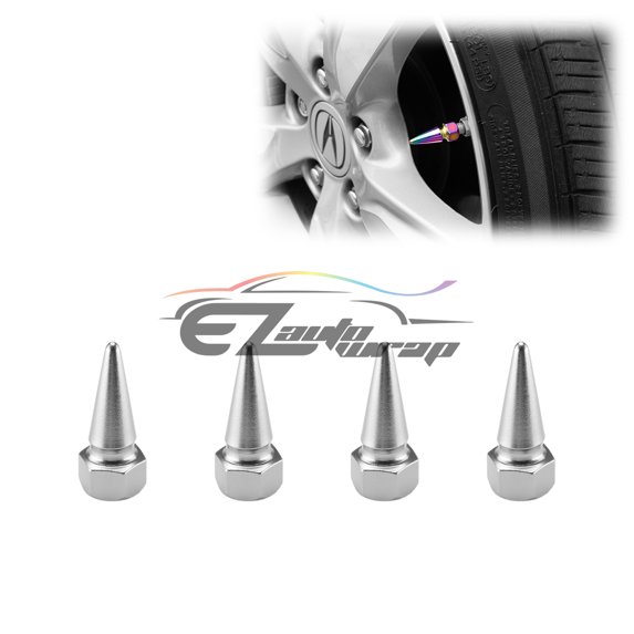 4PCs Gunmetal Long Spike Wheel Rims Tire Valve Stem Caps Aluminum Thread TVC17