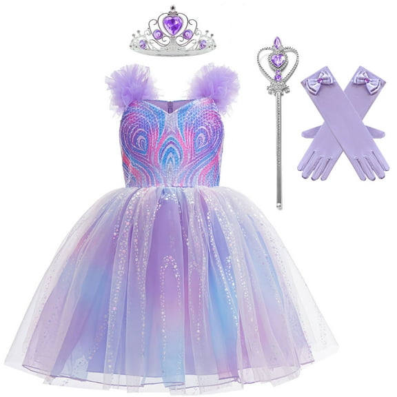 4PCs Halloween Good Witch Costume for Girls Tulle Princess Dress with Accessories