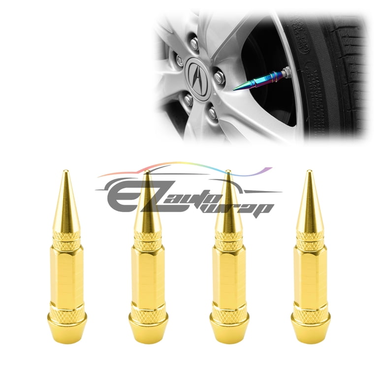 4PCs Gunmetal Long Spike Wheel Rims Tire Valve Stem Caps Aluminum Thread TVC20 4PCs Gunmetal Long Spike Wheel Rims Tire Valve Stem Caps Aluminum Thread TVC20