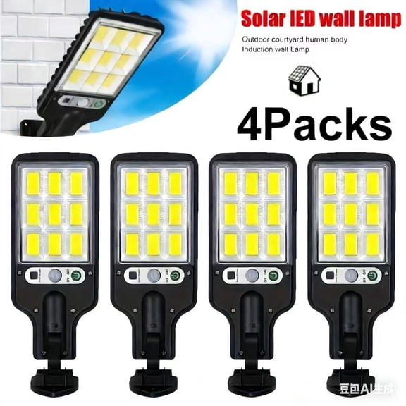 Curear Solar Wall Lights Outdoor Street Light Dusk to Dawn Remote Control Waterproof Sensor 4 Pack