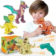 LEFREE 4PCs Take Apart Dinosaur Toys for Kids DIY Tool Sets Christmas Birthday Gift
