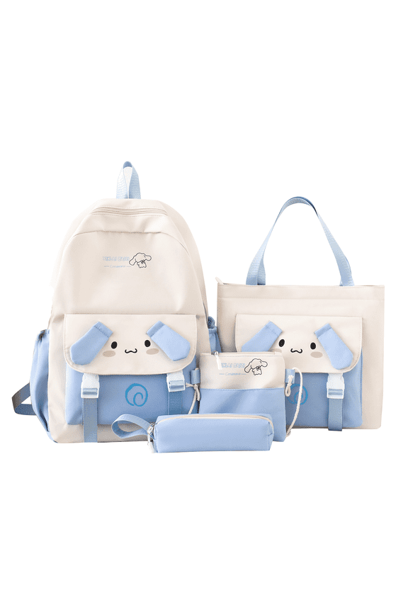 4PCs kawaii Cinnamoroll backpack set Coin Purse accessories anime cartoon travel aesthetic gifts bag with cute pins shoulder bag small canvas bag