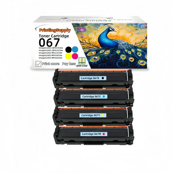 4PK 067 High-Quality Toner Cartridge (with Chip) - for Canon 067 - Fits Color LBP630C, MF650C, MF656Cdw