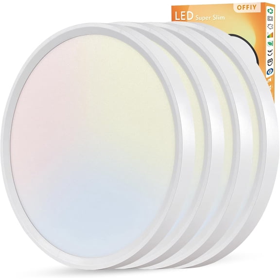 4PK 15.8 Inch Led Ceiling Light Flush Mount, 32W, 3480LM, 3000K/4000K/6000K CCT Selectable Super Slim LED Light, Low Profile Round Flat Panel Fixture for Hallway, Bedroom,Kitchen
