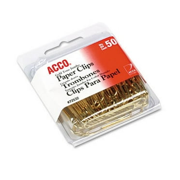 4PK Acco Gold Tone Paper Clips, Jumbo, Smooth, Gold, 50/Box (72532)
