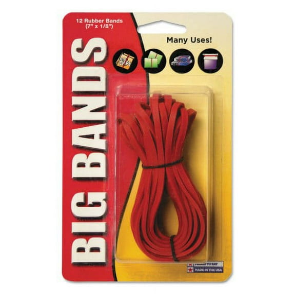 4PK Alliance Big Bands Rubber Bands, Size 117B, 0.06" Gauge, Red, 12/Pack (00700)
