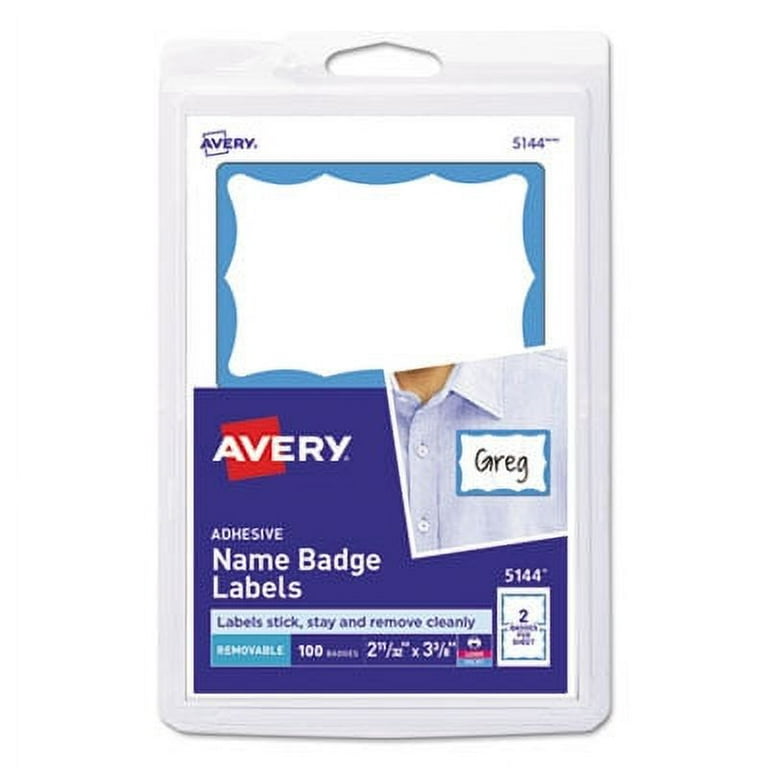 Printable Adhesive Name Badges, 3.38 x 2.33, Blue Printable Adhesive Name Badges, 3.38 x 2.33, Blue
