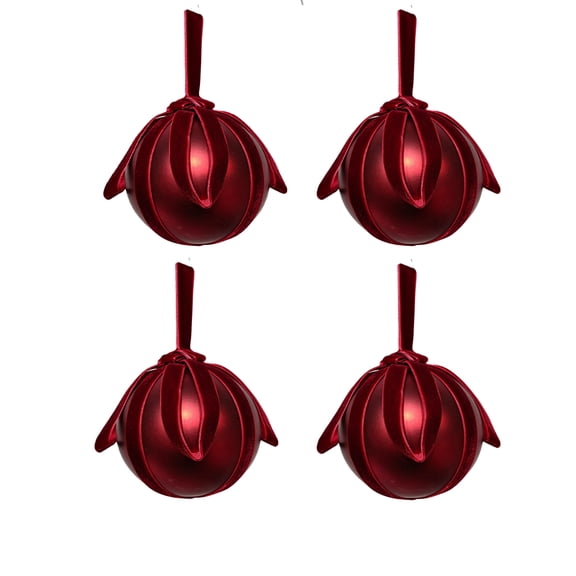 4-Count Red Ball with Velvet Bow Shatterproof Christmas Ornaments, by Holiday Time