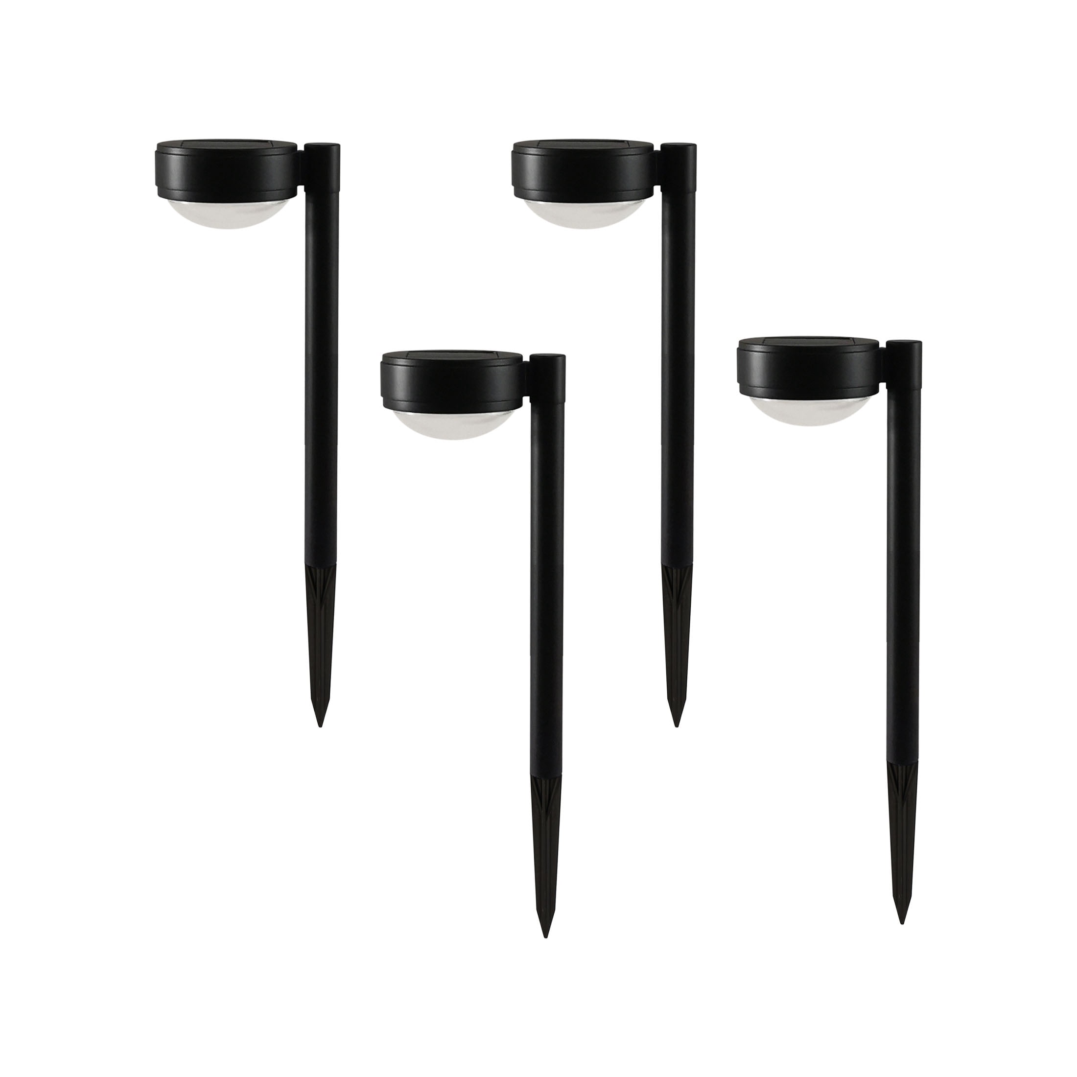 Better Homes & Gardens Solar Powered Black Dome Downlight Walkway and Landscape Light, 20 Lumens (4 Count)