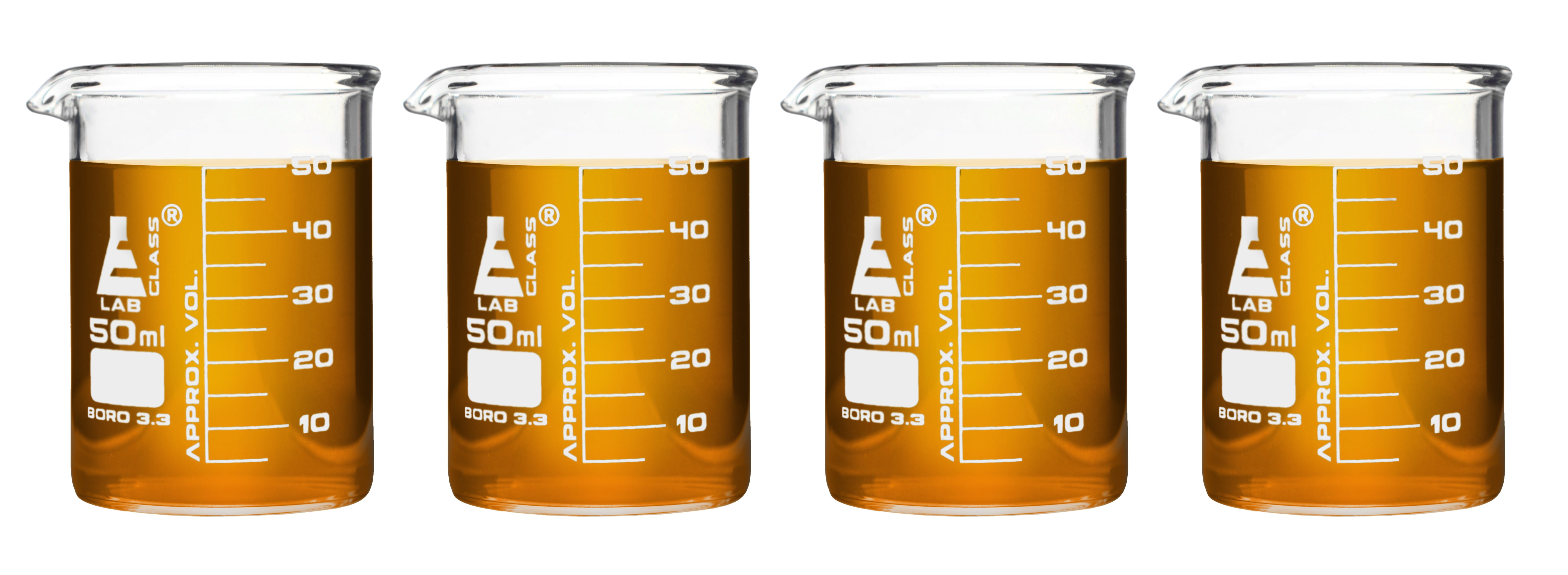 4PK Beaker Shot Glasses - 1.6oz/50mL - Lab Quality Borosilicate Glass ...