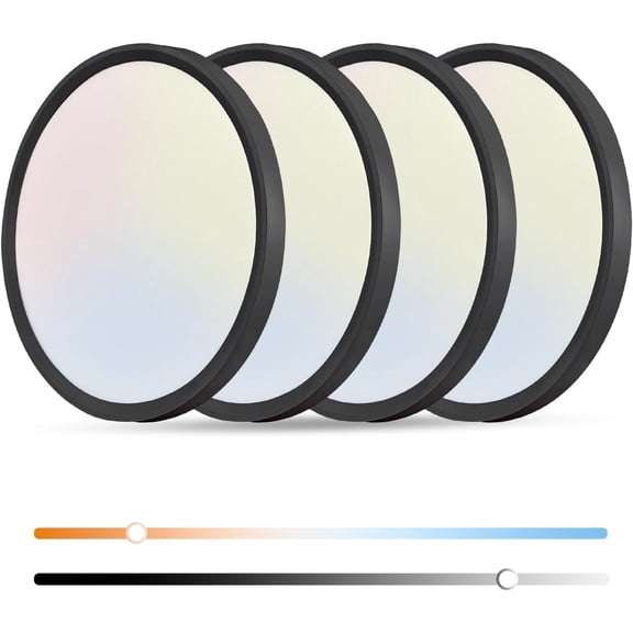 4PK Dimmable 15.8 Inch Ceiling Light Flush Mount, 34W, 3060LM, 3000K/3500K/4000K/5000K/6500K CCT, 0.98" Slim Close to Ceiling Round Flat Panel Light for Hallway,Kitchen ect, Black