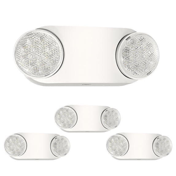 4PK Emergency Lights for Business, with Battery Backup,Hard Wired,Two Head Adjustable Commercial Emergency Lights, UL Listed, 5VA Flame Retardant,AC 120/277V,White