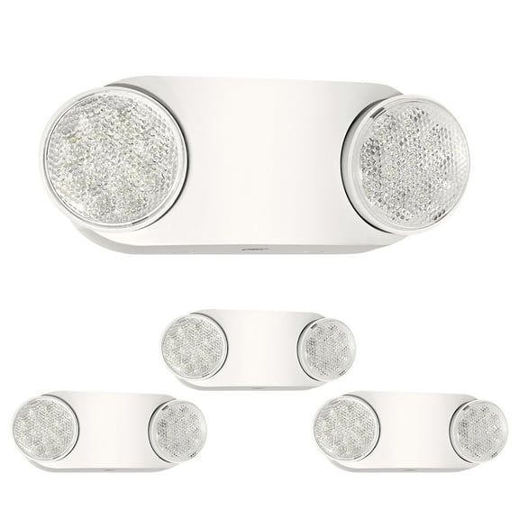4PK Emergency Lights for Business, with Battery Backup,Hard Wired,Two Head Adjustable Commercial Emergency Lights, UL Listed, 5VA Flame Retardant,AC 120/277V,White