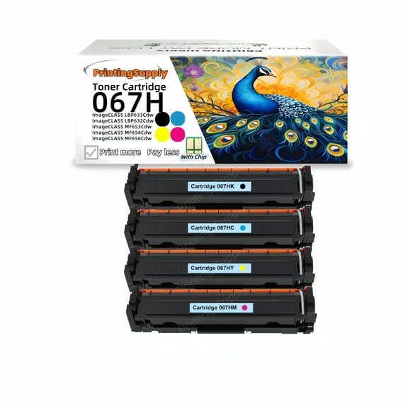 4PK High-Yield Toner Cartridge (with Chip) - Fits Canon 067H LBP630C, MF650C, MF656Cdw, LBP632Cdw