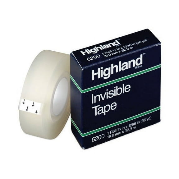 4PK Highland Invisible Permanent Mending Tape, 1" Core, 0.75" x 36 yds, Clear (6200341296)