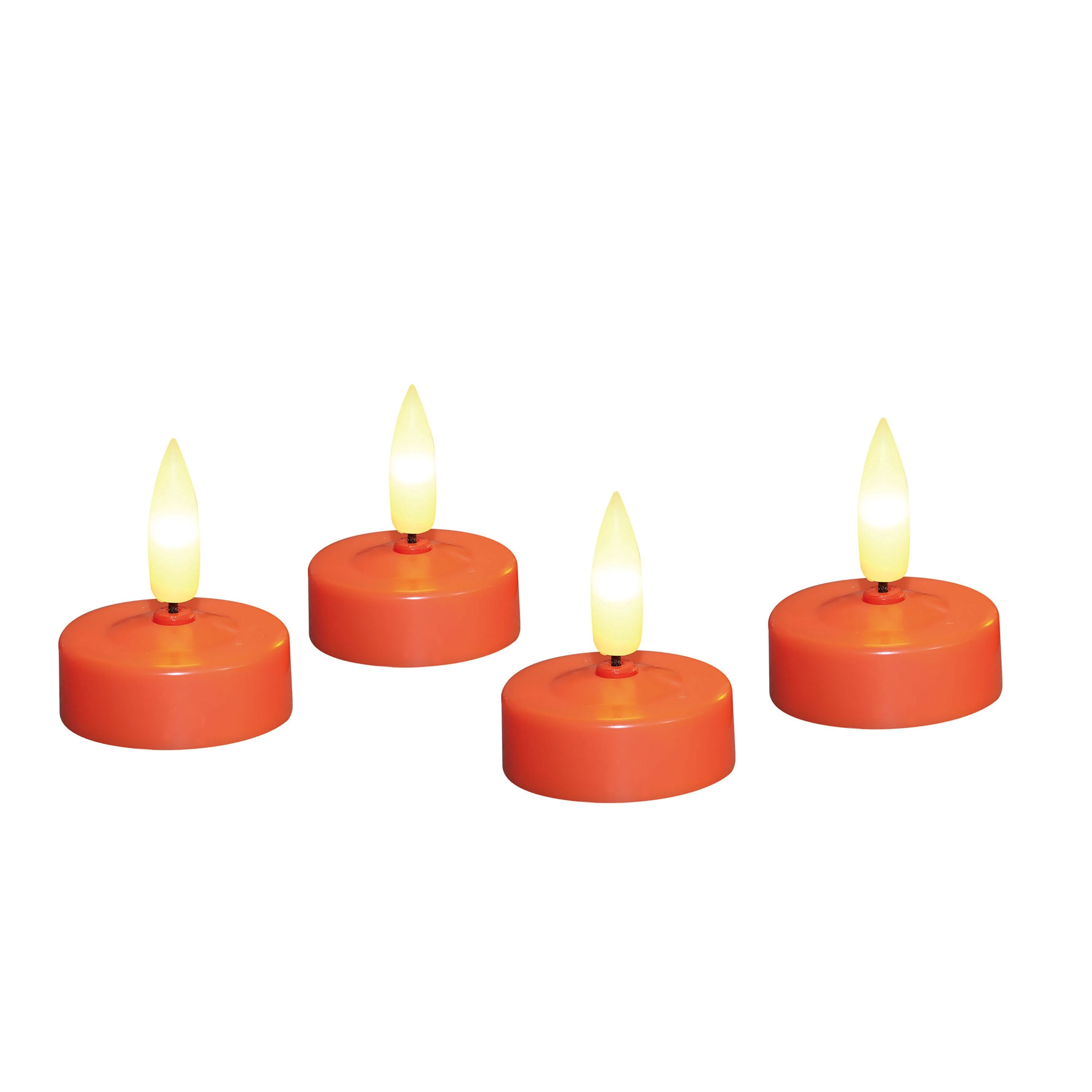 Battery-Operated LED Tealight Candles, Orange, 4 Count, Halloween by Way To Celebrate