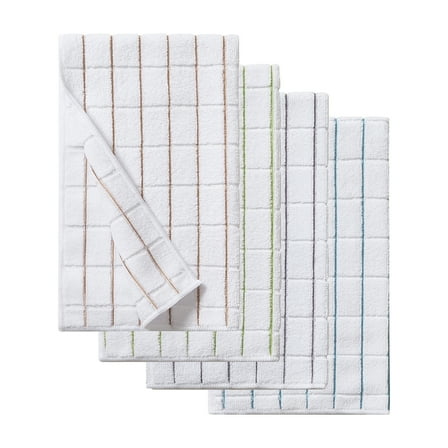 Mainstays Microfiber Kitchen Towels, Absorbent Cleaning Cloths, 15" x 25" White 4 pack