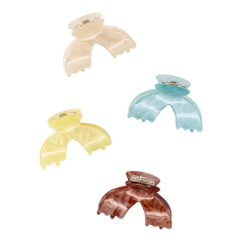 Time and Tru Women's Mini Claw Hair Clips Set, 4-Pack, Yellow