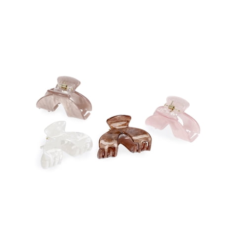 Time and Tru Women's Mini Claw Hair Clips Set, 4-Pack, Pink