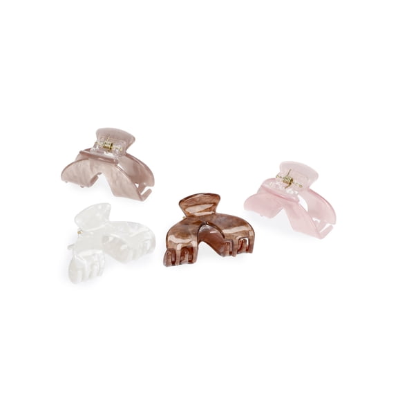 Time and Tru Women's Mini Claw Hair Clips Set, 4-Pack, Pink
